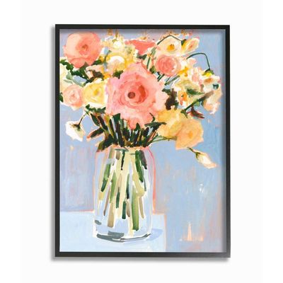 Stupell Industries Chic Floral Bouquet Pastel Spring Flowers Wall Art, 16 x 20, Blue