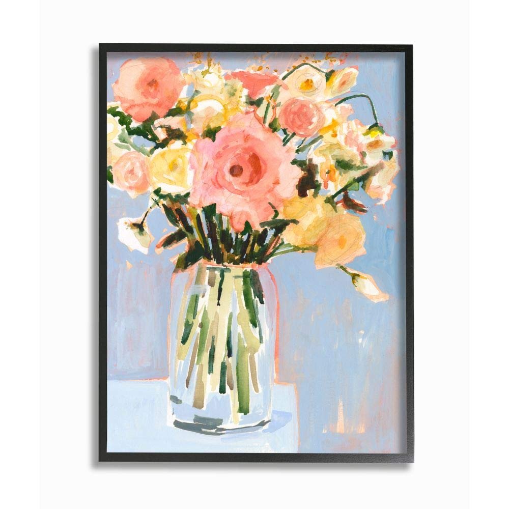 Stupell Industries Chic Floral Bouquet Pastel Spring Flowers Wall Art, 16 x 20, Blue