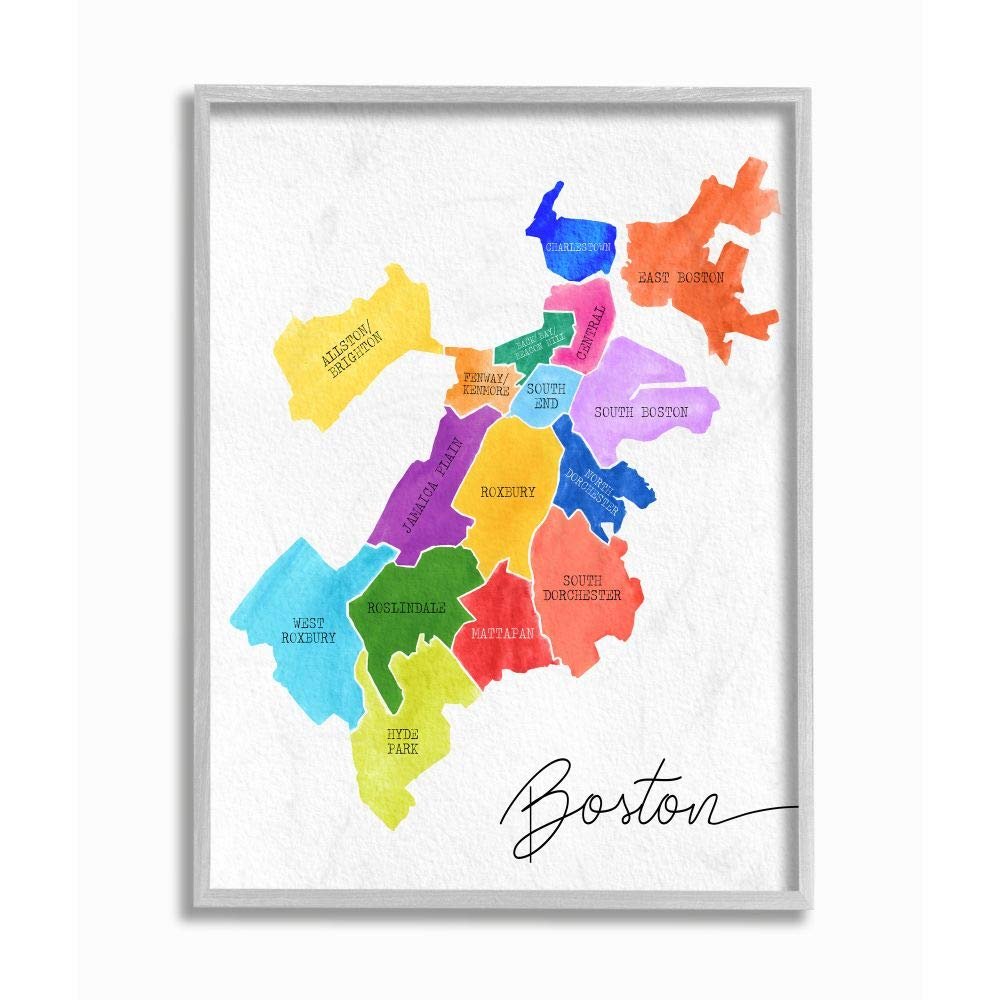 Stupell Industries Colorful Map of Boston Massachusetts by Neighborhood
