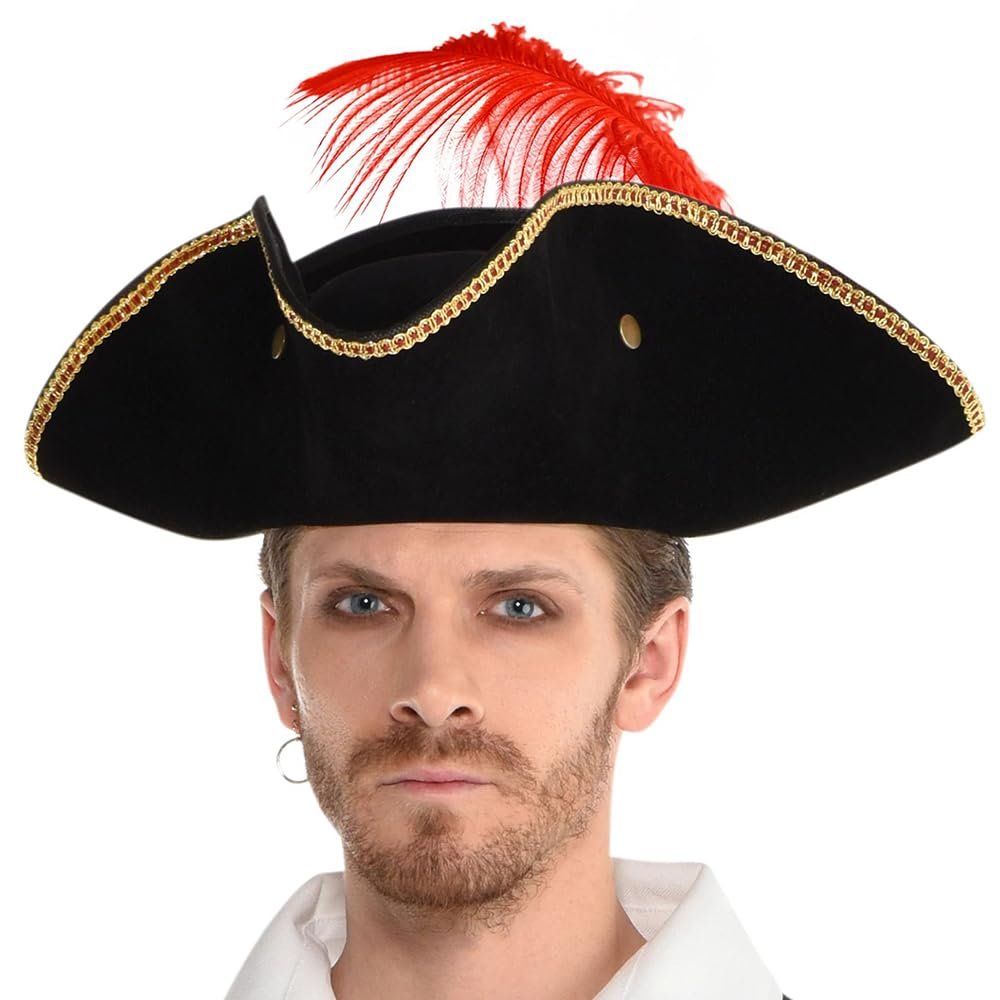 Buccaneer Hat - Adult Size (1 Pack) - Premium Pirate Captain Costume Accessory for Halloween Parties & Cosplay Events