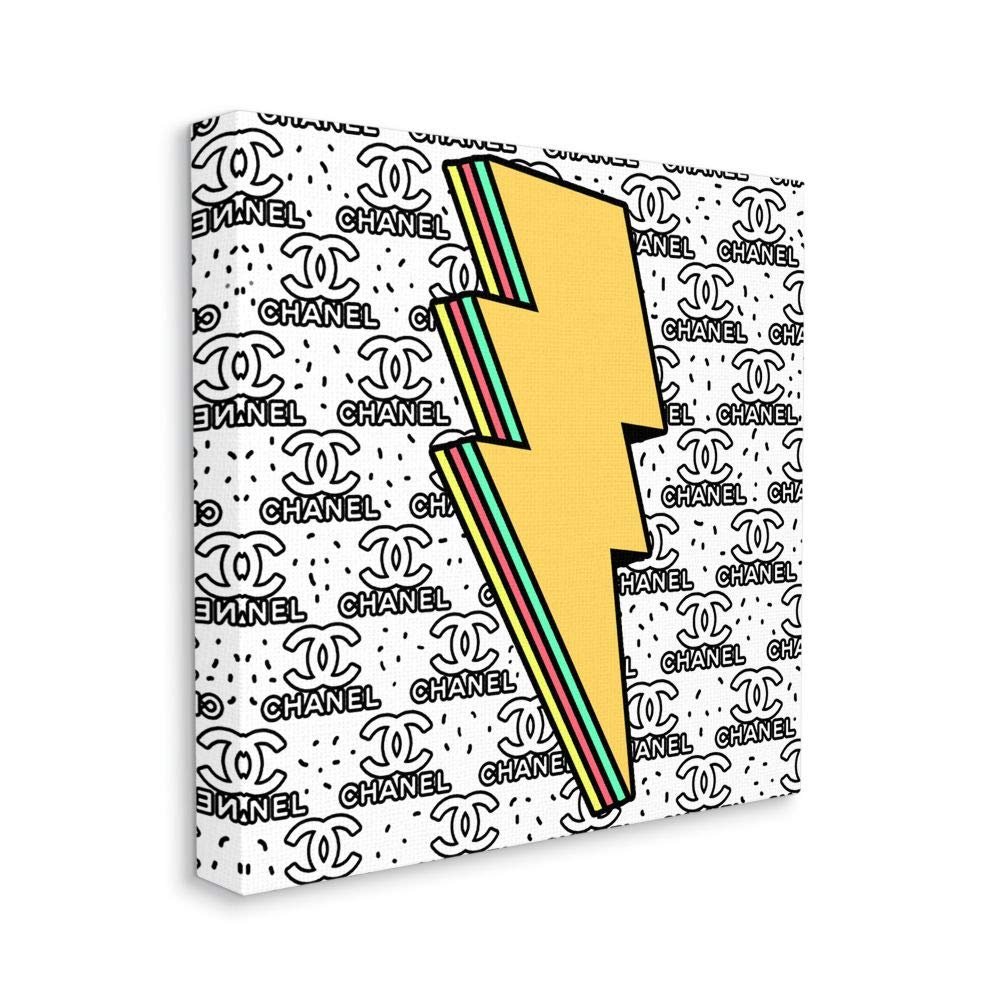 Stupell Industries Fashion Lightning Bolt Symbol Over Glam Pattern