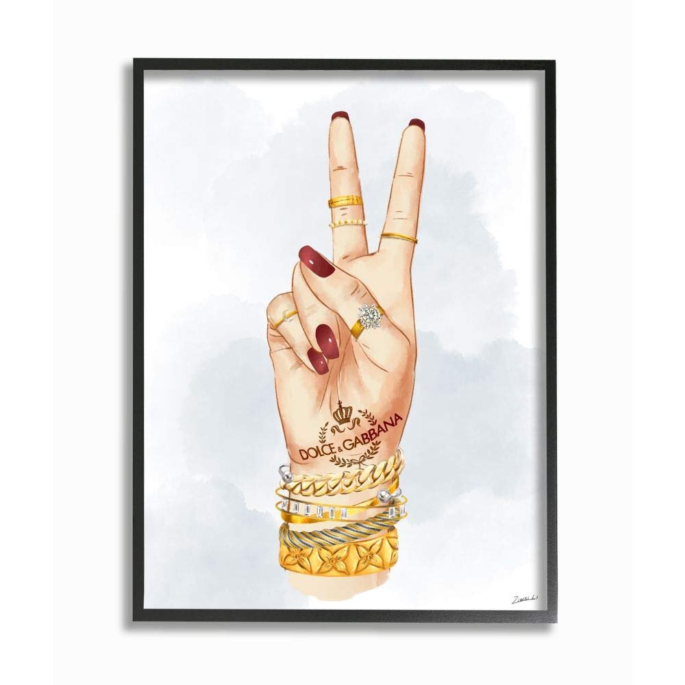 Designer Peace Hand Sign with Golden Accessories
