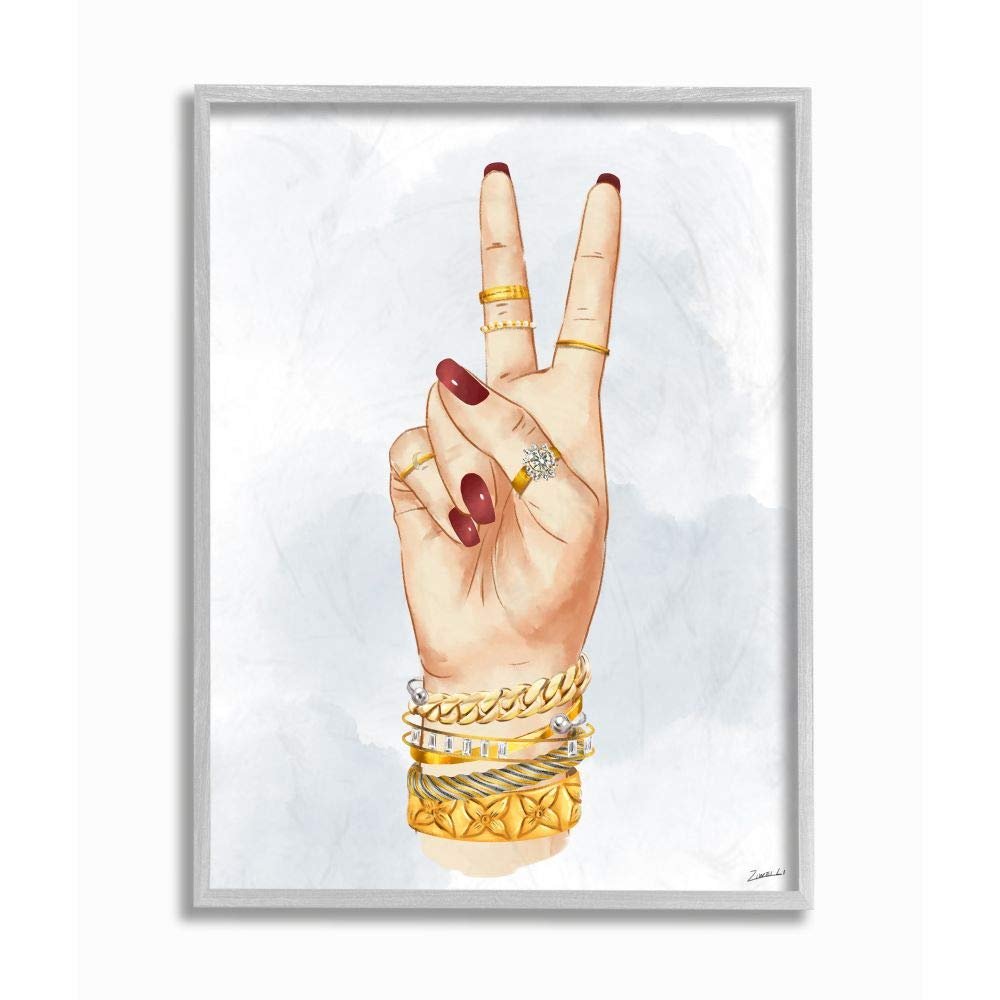 Fashion Forward Peace Hand Sign with Golden Accessories