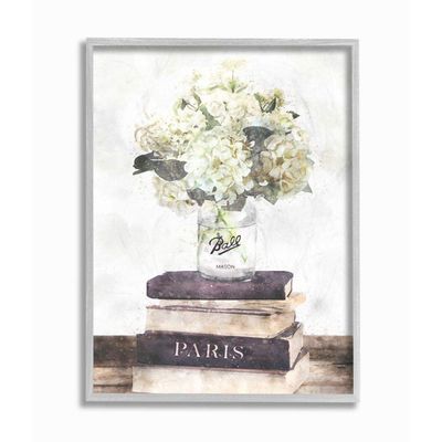 Stupell Industries Delicate White Florals on Parisian Bookstack