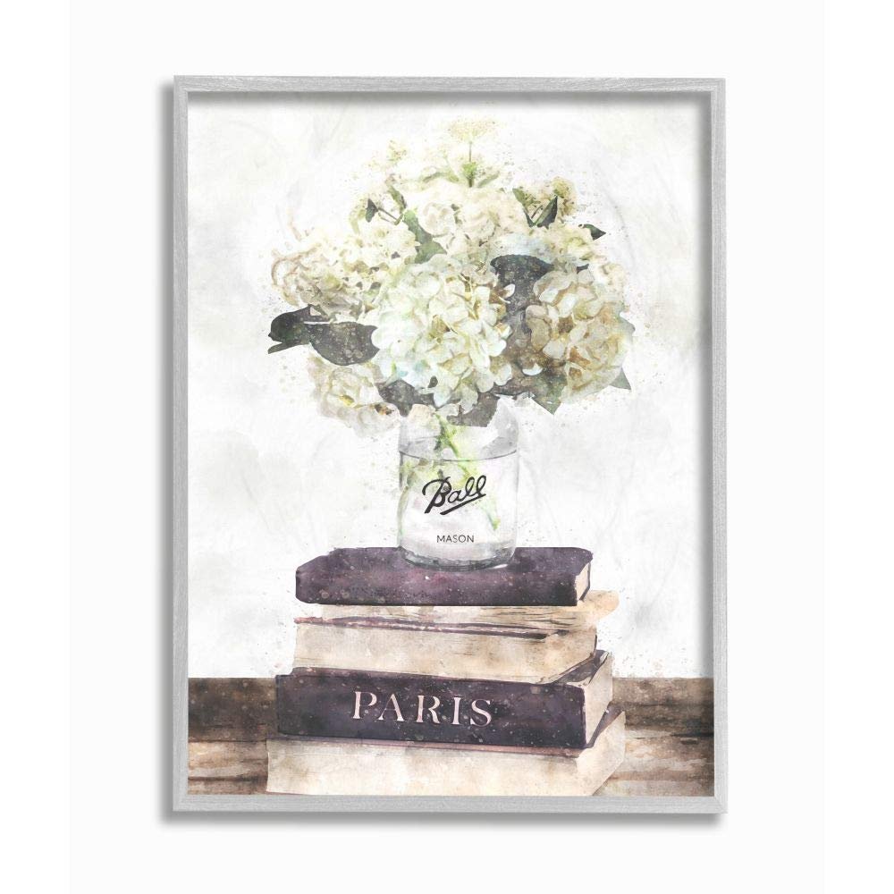 Stupell Industries Delicate White Florals on Parisian Bookstack