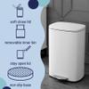 happimess HPM1006C Connor Rectangular Trash Can with Soft-Close Lid and Free Mini Trash Can, Modern Fingerprint Proof for Home, Kitchen, Office, Large:12.98 Gallon Small:1.3 Gallon, White view 3