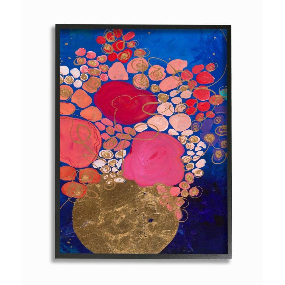 Stupell Industries Abstract Whimsical Flower Vase Blue Pink Gold