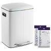 happimess HPM1005C Marco Rectangular 10.5-Gallon Double Bucket Garbage Can with Soft-Close Lid, White view 1