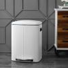 happimess HPM1005C Marco Rectangular 10.5-Gallon Double Bucket Garbage Can with Soft-Close Lid, White view 2