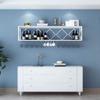 Wine Rack Bar Unit Floating Shelves Wall-Mounted Inverted Wine Glass Rack Multifunctional Iron Bottle Holder Simple Hanging Goblet Rack with Partitions view 3