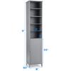 Tangkula Slim Tall Bathroom Storage Tower, 72" H with Adjustable Shelves & Cupboard, Space Saving Narrow Cabinet for Bathroom (Gray) view 3
