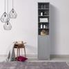 Tangkula Slim Tall Bathroom Storage Tower, 72" H with Adjustable Shelves & Cupboard, Space Saving Narrow Cabinet for Bathroom (Gray) view 4