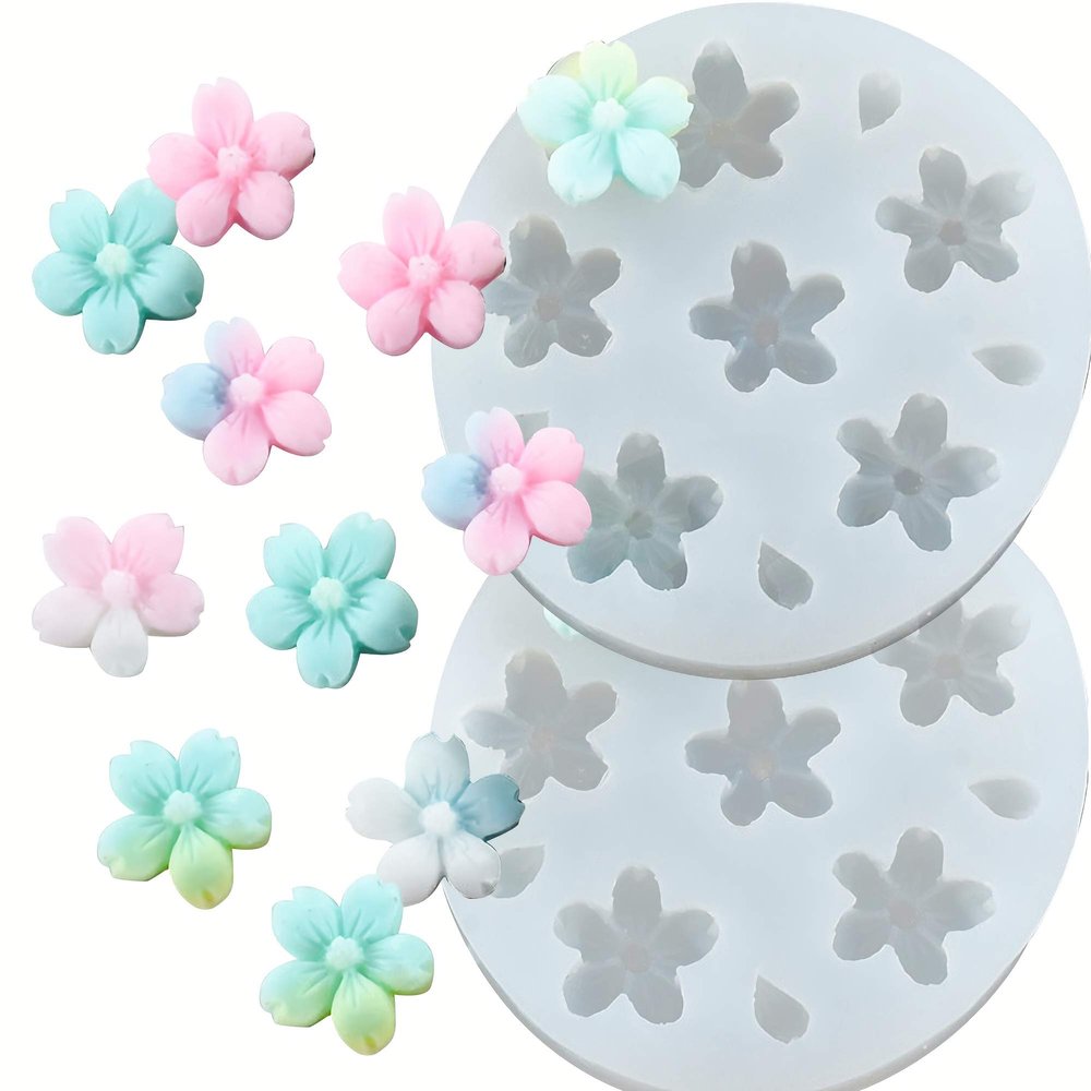 HengKe 2 Pcs Chrysanthemum & Small Flower Silicone Mold