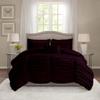 BedDecor 3 Piece Ruched Pattern Duvet Set with Zipper & Corner Ties 100% Egyptian Cotton 500 Thread Count Premium Hotel Quality Decorative Bedding(Twin/TwinXL, Wine) view 2