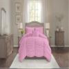 BedDecor 3 Piece Ruched Pattern Duvet Set with Zipper & Corner Ties 100% Egyptian Cotton 500 Thread Count Premium Hotel Quality Decorative Bedding(King/California King, Pink) view 1