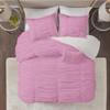 BedDecor 3 Piece Ruched Pattern Duvet Set with Zipper & Corner Ties 100% Egyptian Cotton 500 Thread Count Premium Hotel Quality Decorative Bedding(King/California King, Pink) view 2