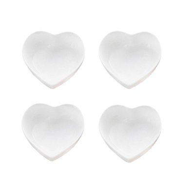 XinHuiGY Ceramic Heart Shape Sauce Dish,Multipurpose Mini Seasoning Dishes Sushi Dipping Bowl Appetizer Plates Serving Dish Saucers Bowl Love Wedding Gift (Set of 4) (White)