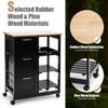 LHONE Rolling Kitchen Island Cart 3-Tier Industrial Wood Trolley Serving Cart Storage Cabinet Utility Cart on Wheels & Three Storage Drawers (Black) view 4