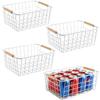 Aeggplant Kitchen Wire Baskets Farmhouse Decor Metal Food Storage Organizer,Household Refrigerator Bin with Built-in Handles for Cabinets, Pantry,Bathroom 4 Packs (white) view 1