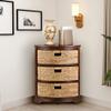 eHemco Hampton Meadows 3 Tier X-Side Corner Table Storage Cabinet with 3 Wicker Baskets, Walnut view 2