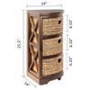 eHemco Hampton Meadows 3 Tier X-Side Corner Table Storage Cabinet with 3 Wicker Baskets, Walnut view 3