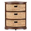 eHemco Hampton Meadows 3 Tier X-Side Corner Table Storage Cabinet with 3 Wicker Baskets, Walnut view 4