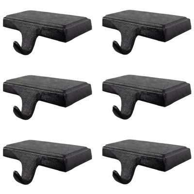 Lulu Decor Black Christmas Stocking Holders for Mantle set of 6 - Heavy Cast Iron Weighted Strong & Sturdy - Low Profile Flat Base Stocking Hooks, Simple Design for Mantle Decor Weighs 1 lb 10 oz each