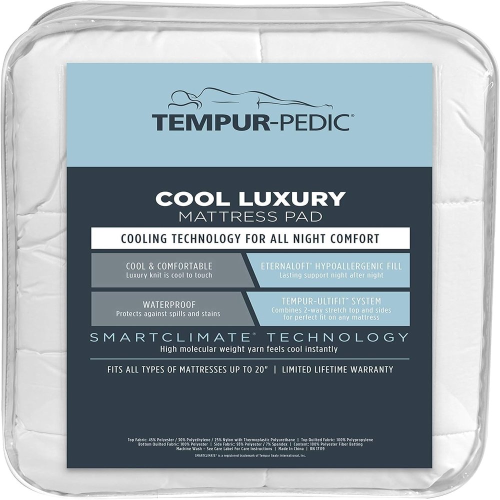 Tempur-Pedic Cool Luxury Mattress Pad, King, White