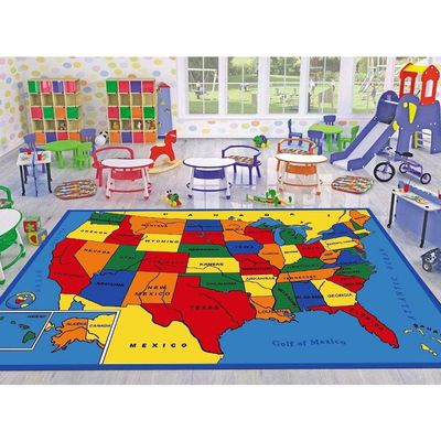 Champion Rugs Kids/Boys/Girls/Children/Toddler USA Map Fifty States Oceans North America Educational Play mat for School/Daycare/Nursery (8 Feet X 10 Feet)