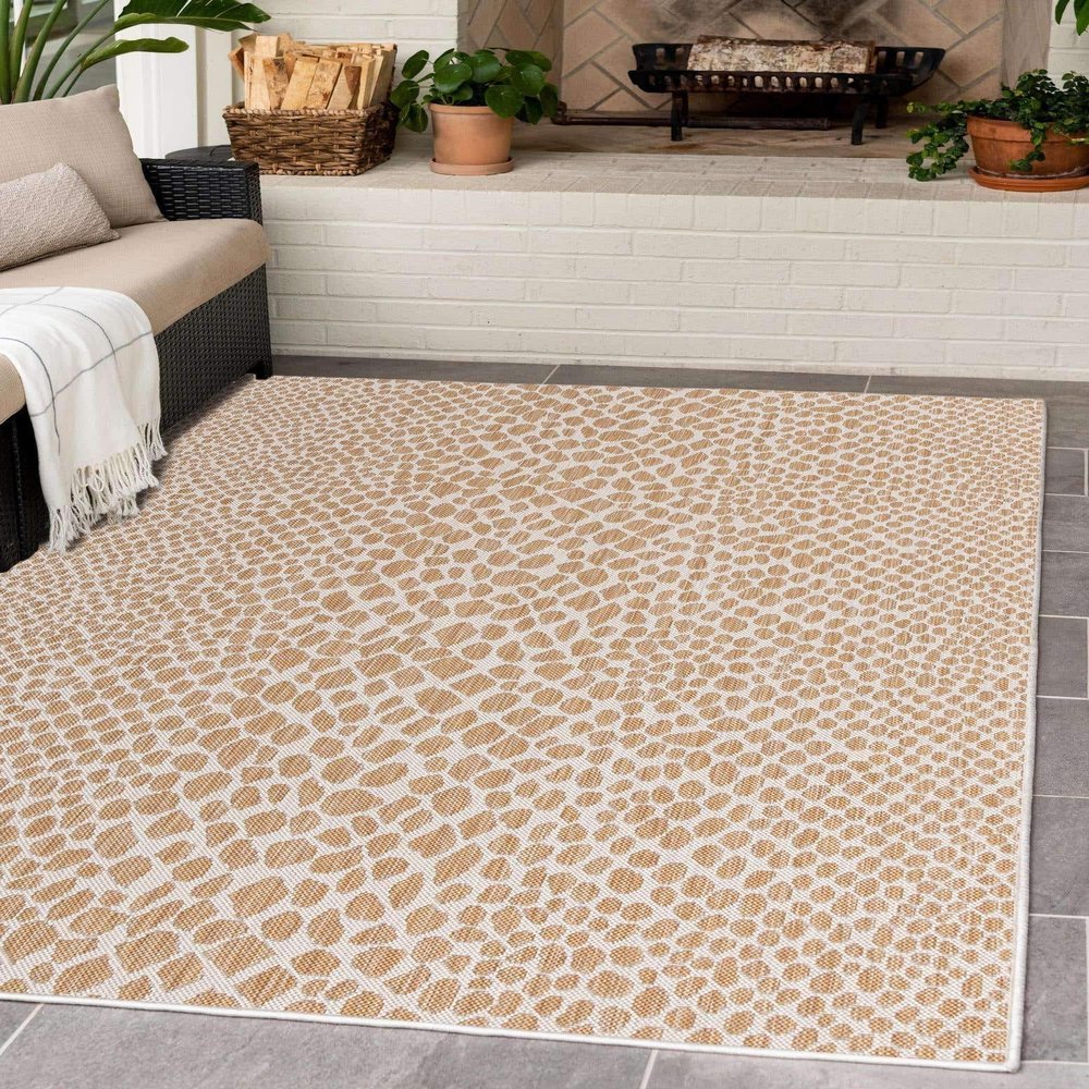 Unique Loom Outdoor Collection Area Rug - Cape Town (7' 1" x 10' Rectangle, Dark Beige/ Ivory)