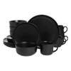 10 Strawberry Street Double Line 16 Piece Dinnerware Set, Matte Black view 1