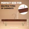 Quality Hangers Wooden Pants Hangers - 20-Pack Swivel Hook Cloth Hanger Set - Lotus Wood Skirt, Pant, Shorts and Slack Hangers with Adjustable Clip (Walnut - Gold Hook, 20) view 3