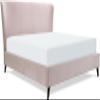 Adore Decor Adele Wingback Upholstered Platform Bed, Plush Velvet Fabric, Curved Tall Headboard and Padded Frame, Classic Wood Cone Legs, King Size, Blush Pink view 1