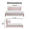 Adore Decor Adele Wingback Upholstered Platform Bed, Plush Velvet Fabric, Curved Tall Headboard and Padded Frame, Classic Wood Cone Legs, King Size, Blush Pink view 3