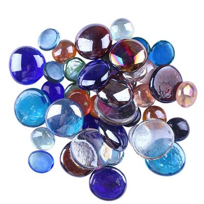 EXCEART 80pcs Colored Glass Beads for Crafts Flat Decorative Beads for Necklaces Bracelets Scrapbooking and Home Decor Unique Transparent