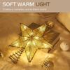 Lewondr Christmas Star Tree Topper, USB Powered Remote Controlled 6H Timer Tree Star with Lights and Sequins, Christmas Tree Topper Lighted for Home Holiday Xmas Tree Christmas Decor, Champagne Gold view 2