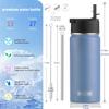 koodee Kids 16 oz Stainless Steel Double Wall Vacuum Insulated Wide Mouth Sports Water Bottle with Straw, Reusable Metal Water Flask for School, BPA Free (Royal Blue) view 2