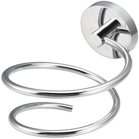 MroMax 70mm Height Stainless Steel Wall Mounted Bathroom Hair Dryer Organizer Holder Hair Care Tools Holder Hairdryer Mount Silver 1Pcs