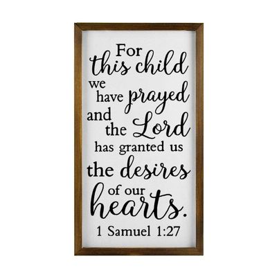 BYRON HOYLE for This Child We Have Prayed Wood Framed Sign Wall Art Decor Kids Room Nursery Sign Wooden Plaque Home Decor Picture Artwork Vertical