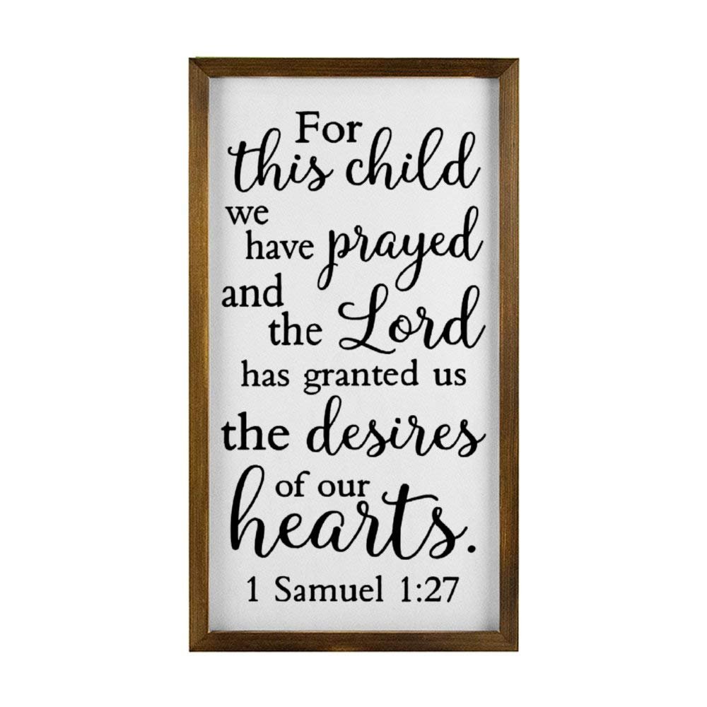 BYRON HOYLE for This Child We Have Prayed Wood Framed Sign Wall Art Decor Kids Room Nursery Sign Wooden Plaque Home Decor Picture Artwork Vertical