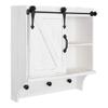 Kate and Laurel Cates Decorative Farmhouse Cabinet Wall Organizer with Sliding Barn Door and 3 Knobs, 18 x 8 x 20, White, Shabby-Chic Farmhouse-Inspired Mail and Key Holder for Wall view 1