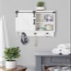 Kate and Laurel Cates Decorative Farmhouse Cabinet Wall Organizer with Sliding Barn Door and 3 Knobs, 18 x 8 x 20, White, Shabby-Chic Farmhouse-Inspired Mail and Key Holder for Wall view 2