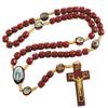 Autom Wooden Rosary - 12 Catholic Prayer Beads Polished Wood Bead Rosaries with Crucifix, 14.5", Images of Saints view 1