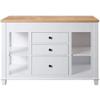 Design Element KD-01-W Medley 54" Wide Butcherblock Farm House Kitchen Island with Extendable Dinning Table in White-No Assembly Needed view 1