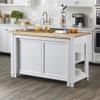Design Element KD-01-W Medley 54" Wide Butcherblock Farm House Kitchen Island with Extendable Dinning Table in White-No Assembly Needed view 3