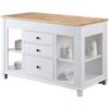 Design Element KD-01-W Medley 54" Wide Butcherblock Farm House Kitchen Island with Extendable Dinning Table in White-No Assembly Needed view 4