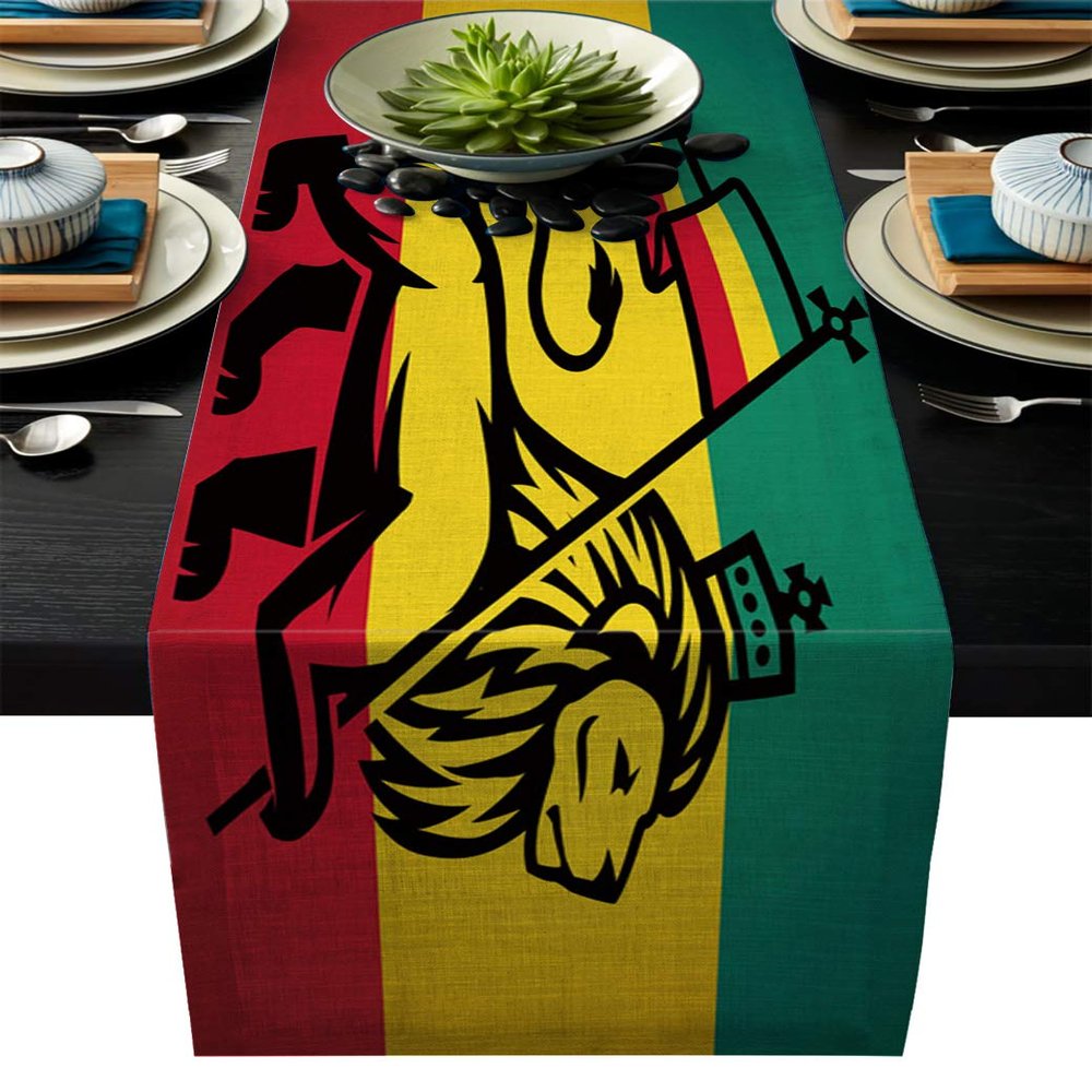 Futuregrace Modern Linen Table Runner Lion Flag Decortaive Table Runners for Wedding Kitchen Dressers Thanksgiving Christmas Halloween Parties Heat Resistant