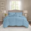 BedDecor 1 Piece Ruched Pattern Duvet Cover with Zipper & Corner Ties 100% Egyptian Cotton 500 Thread Count Premium Hotel Quality Decorative Bedding (Light Blue,Oversized King) view 2