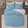 BedDecor 1 Piece Ruched Pattern Duvet Cover with Zipper & Corner Ties 100% Egyptian Cotton 500 Thread Count Premium Hotel Quality Decorative Bedding (Light Blue,Oversized King) view 3