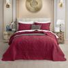 CHIXIN Bedspread Coverlet Quilt Set Full Size - Lightweight Bedding Cover - Beautiful Stitching - 5 Piece Reversible Bedspread - Gorgeous Damask Paisley Pattern (Full, Wine Red) view 1